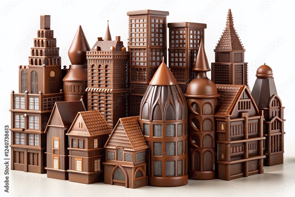 Poster abstract chocolate splash: 3d rendered realistic isolated png image for design
