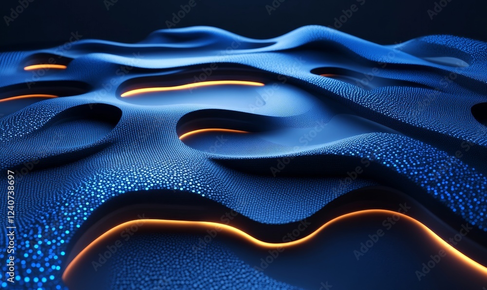 Poster abstract glowing arcs forming chaotic tessellated layers. minimalistic futuristic 3d composition, ge