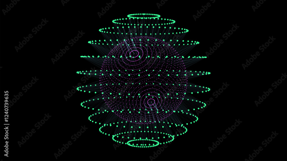 Poster vector futuristic colors sphere of particles and lines. network connection big data. abstract techno