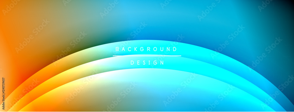 Poster bright rainbow style color gradient with curve round shape line background. vector illustration for 