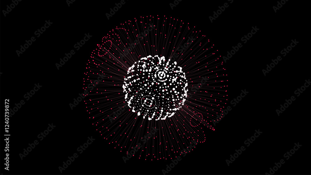 Poster vector futuristic colors sphere of particles and lines. network connection big data. abstract techno