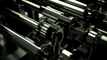Fototapeta premium Close-Up of Metallic Mechanical Components with Reflective Surface