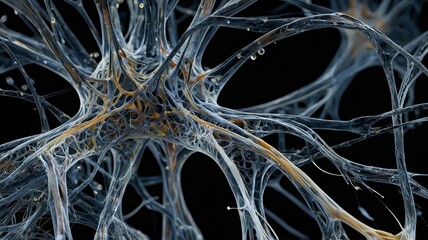Surreal Metallic Neurons Forming an Interwoven Structure 