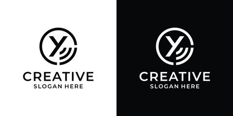 Initial letter Y network connection logo design vector