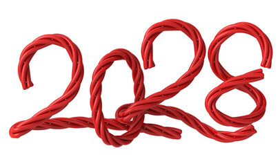 Naklejka premium Happy New Year 2028 Red 3D Render.png