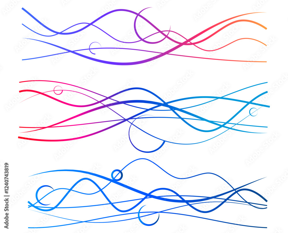 Poster wave of the many colored lines. abstract wavy stripes on a white background isolated. creative line 
