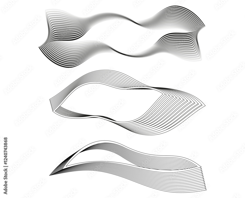 Poster wave of the many colored lines. abstract wavy stripes on a white background isolated. creative line 