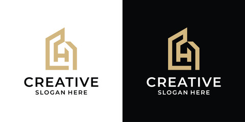 Letter H construction real estate logo design vector