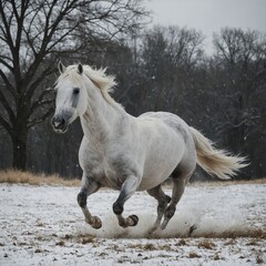 Obraz premium white horse running