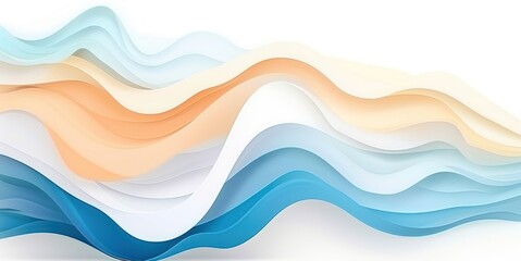Naklejka premium Abstract Ocean Waves: Serene Layers of Blue, White and Peach