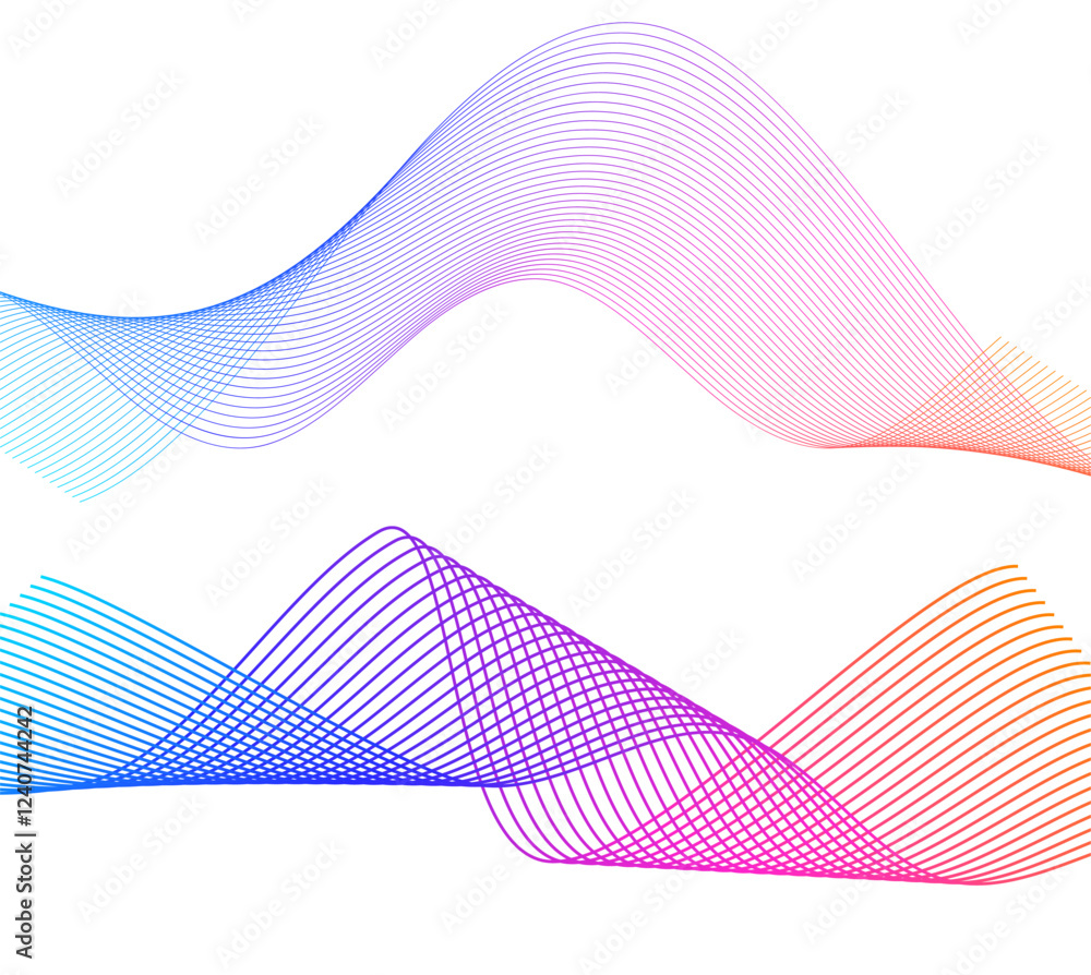 Poster wave of the many colored lines. abstract wavy stripes on a white background isolated. creative line 