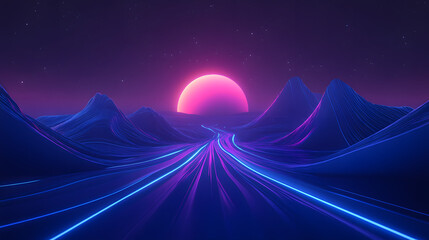 A luxurious midnight blue design with glowing neon lines, soft gradients, and futuristic elements, perfect for creating high-end visual content and creative digital experiences.