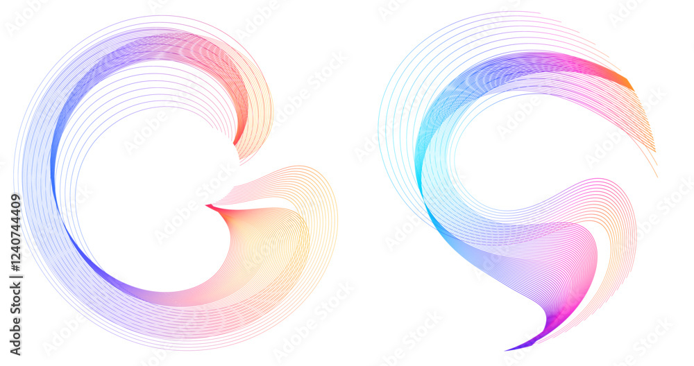 Poster design elements. wave of many glittering lines. abstract vertical glow wavy stripes on white backgro
