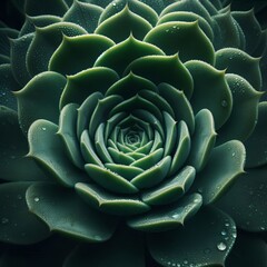 Fototapeta premium Close-up view of a succulent plant, specifically focusing on its central rosette. 