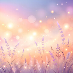Fototapeta premium Dreamy Sunset Landscape with Purple Flowers and Soft Light