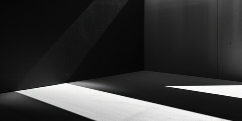 An abstract and clean composition with a stark black backdrop, Minimalist lines and shapes in the foreground, Contemporary minimalist style