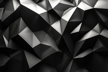 Fototapeta premium Abstract Black Low-Poly Background with Geometric Shapes, Insanely Detailed High-Resolution Elements