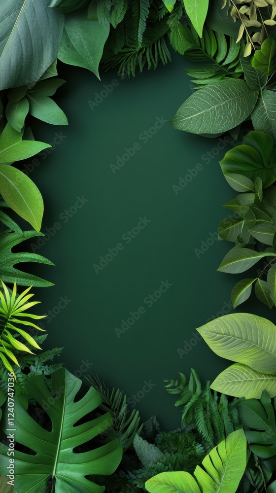 Aufkleber Lush greenery frames blank space for text insertion in a vibrant natural setting. Generative AI