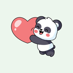 Cute Panda Holding a Heart Illustration
