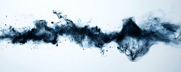 Obraz premium Abstract Ink Swirl, A Dynamic Flow of Dark Hues Across a White Canvas, Showing Texture and Movement Beautifully.