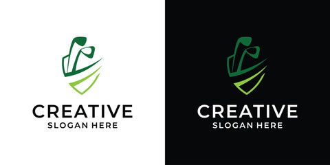 Golf club stick logo design vector