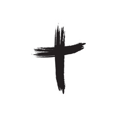 Ash Wednesday Cross Black, Grunge, Brushstroke, Religious, Symbol, Faith, Lent, Christian, Spiritual