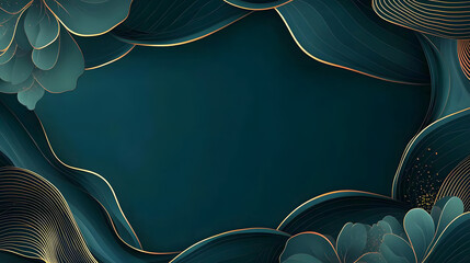 A luxurious teal design with subtle gradients and organic shapes, evoking sophistication and calmness.