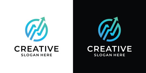 letter N financial th circle and arrow logo design vector