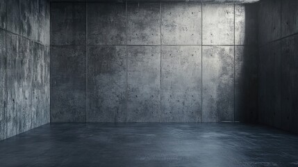 A dark, grungy concrete garage room with exposed industrial pipes, setting the stage for a modern and raw backdrop in design projects.