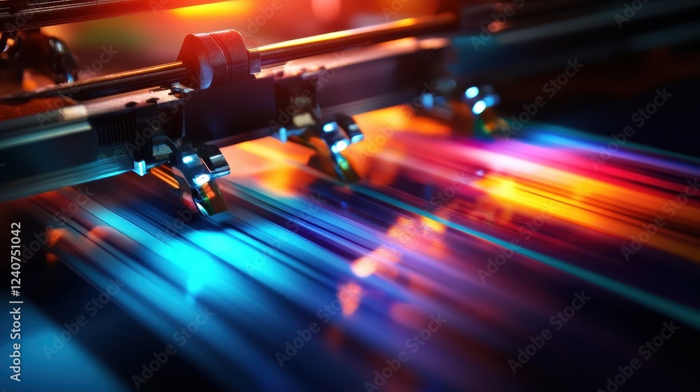 Aufkleber dynamic color flow from high-tech printing equipment in action