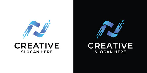 Letter N technology modern logo design vector