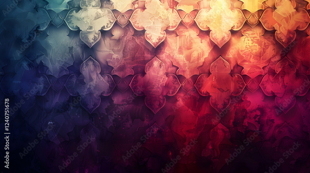 Poster colorful abstract pattern featuring intricate shapes and gradients, suitable for backgrounds