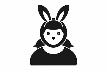 Chick Wearing Bunny Ears Silhouette Vector Icon - Cute Easter Vector On White Background.