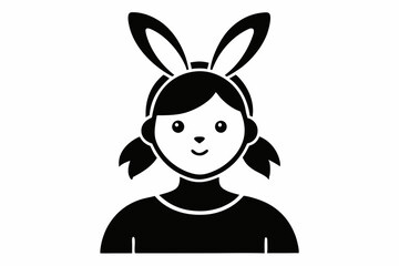 Chick Wearing Bunny Ears Silhouette Vector Icon - Cute Easter Vector On White Background.