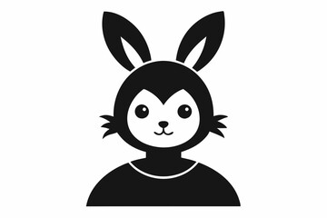 Chick Wearing Bunny Ears Silhouette Vector Icon - Cute Easter Vector On White Background.