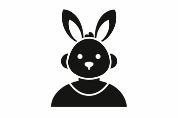 Chick Wearing Bunny Ears Silhouette Vector Icon - Cute Easter Vector On White Background.