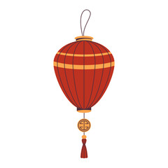 Obraz premium Traditional Chinese lantern or Asian decoration. Vector ornament lamp for CNY or Asian new year celebration. East holiday and festival card. Sign or icon for China and Korea, Hong Kong. Festoon.