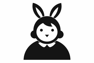 Chick Wearing Bunny Ears Silhouette Vector Icon - Cute Easter Vector On White Background.