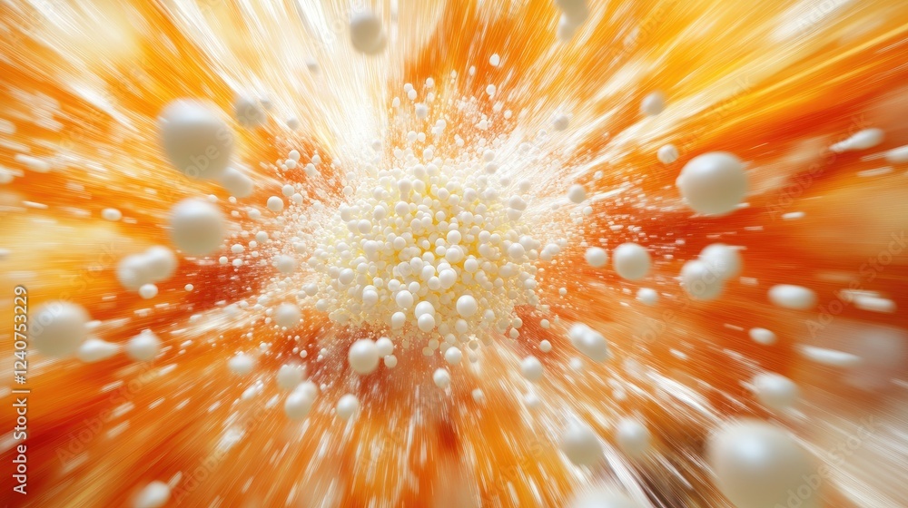 Poster A dynamic scene of vivid Styrofoam mini balls exploding outward, with motion blur adding an energetic, action-packed feeling.