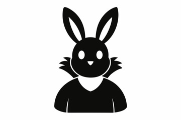 Chick Wearing Bunny Ears Silhouette Vector Icon - Cute Easter Vector On White Background.