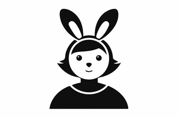 Chick Wearing Bunny Ears Silhouette Vector Icon - Cute Easter Vector On White Background.