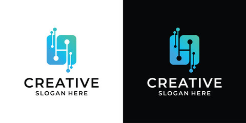 Letter H technology modern logo design vector