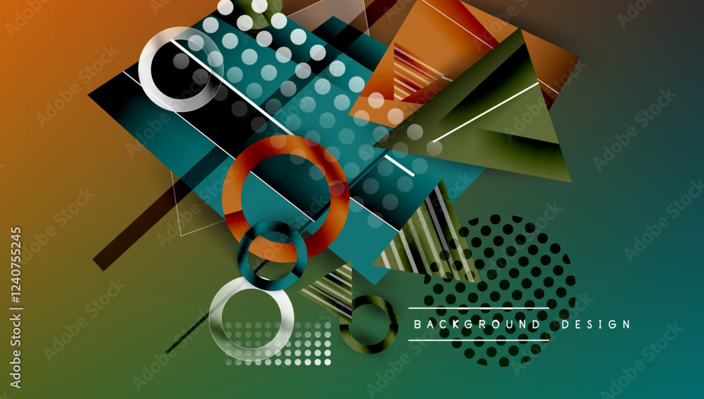 Poster abstract background geometric design with colorful gradients