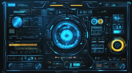 Fototapeta premium Futuristic Interface with Circular Display and Digital Readings