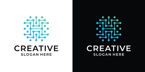 Letter H digital technology modern logo design vector