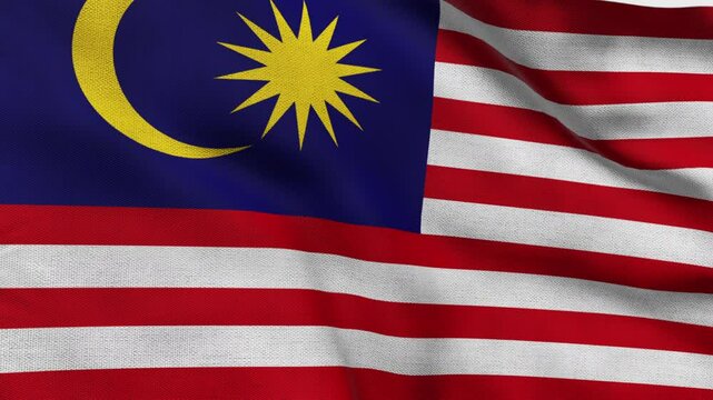 High detailed flag of Malaysia. National Malaysia flag. Asia. 3D Render.