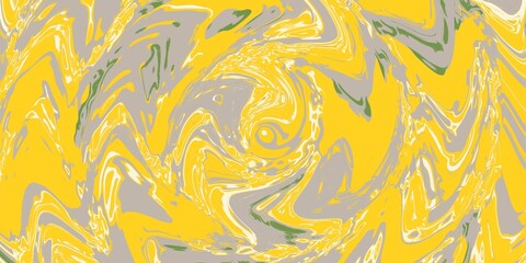 Abstract Swirling Design in Yellow, Gray, and Green