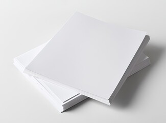 A mockup of two blank white A4 papers with shadows on a grey background, top view, flat lay, high resolution, high detail. 
