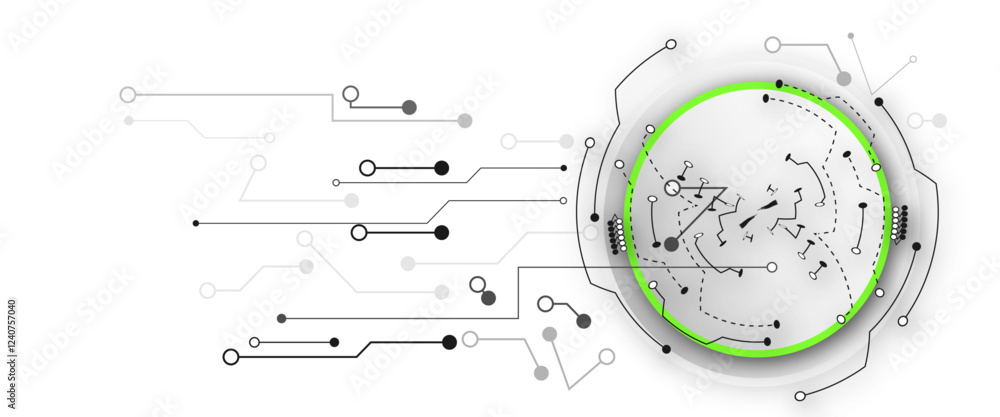 Poster grey white abstract technology background with various technology elements hi-tech communication con