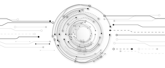 Grey white Abstract technology background with various technology elements Hi-tech communication concept innovation background 